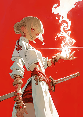 Anime Girl with Sword and Magic