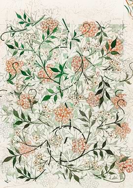 Floral Pattern with Berries and Leaves,William Morris