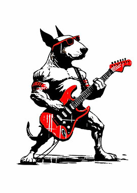 Dog playing guitar