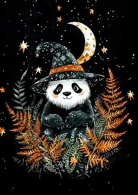 Panda Witch Starry Night