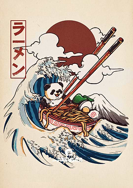Panda Ramen Wave Art