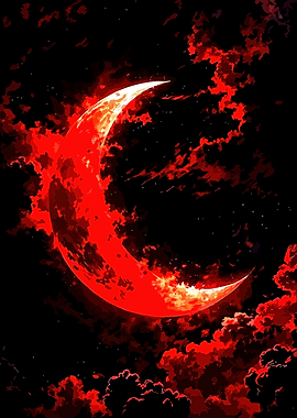 Blood Moon Crescent in Dark Sky