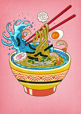 Stylized Ramen Bowl Illustration