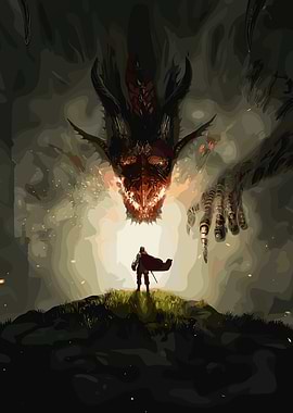 Dragon Confrontation Fantasy Art