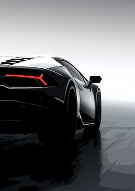 Sleek Black Lamborghini Rear View