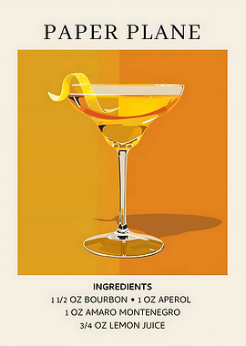Paper Plane Cocktail Recipe Illustration