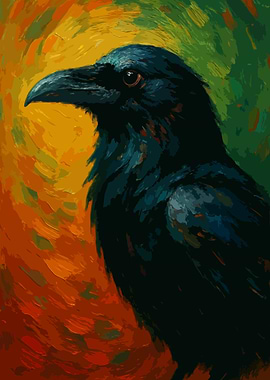 Raven Portrait Painting Art