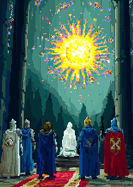 Pixel Art Knights and Radiant Light