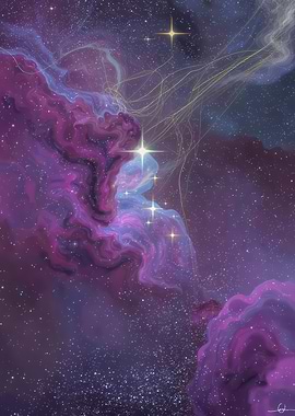 Purple and Blue Nebula with Stars