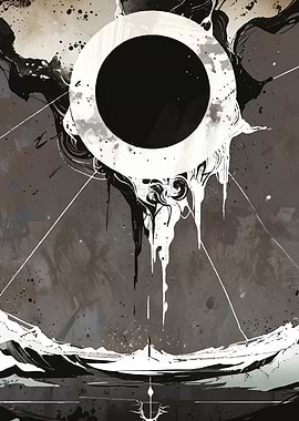 Abstract Black and White Eclipse Art