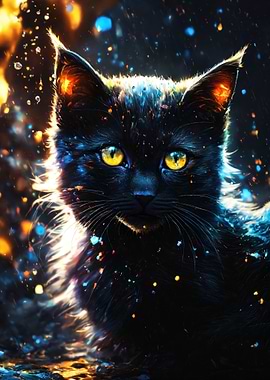 Mystical Black Cat Portrait