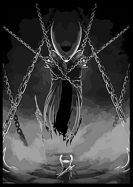 Hollow Knight Chains Black and White