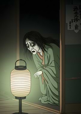 Japanese Ghost Woman with Lantern