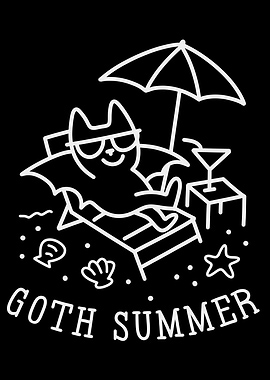 Goth Summer Bat Lounging Illustration