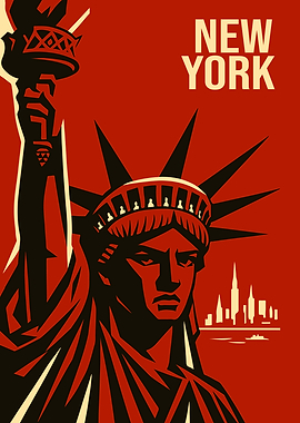 New York Lady Liberty Travel Poster