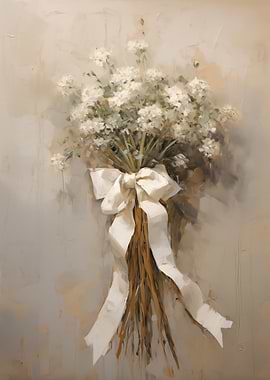 White Flowers with Ribbon