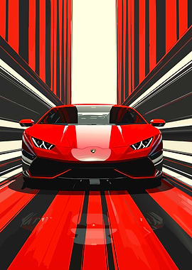 Red Lamborghini in Abstract Setting