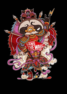 Raccoon Warrior with Vans Skateboard