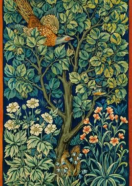Tapestry with Birds, Squirrel, and Flowers,William Morris