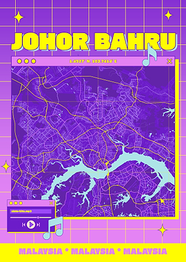 Johor Bahru Map Art - Malaysia