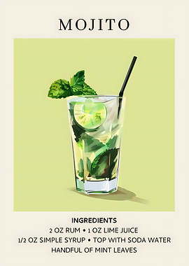 Mojito Cocktail Recipe Illustration