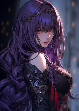 Anime Girl with Purple Hair and Crown
