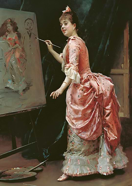 Artist in Studio Painting Portraits