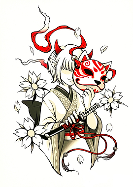 Anime Character with Mask and Sword