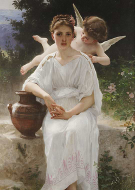 Classical Beauty with Cupid Painting