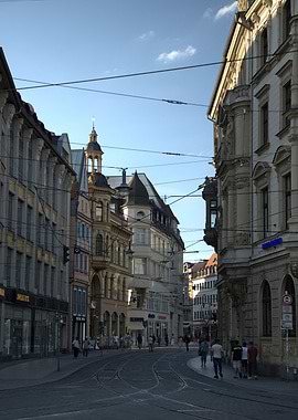 European City Street with Tram Tracks
