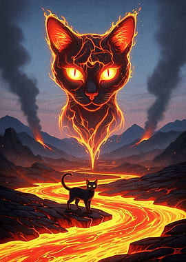 Volcanic Cat Landscape