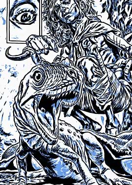 Dinosaur Rider Comic Art