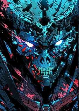 Cyberpunk Skull Robot