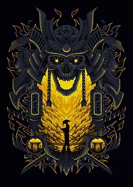 Samurai Skull Warrior Illustration