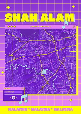 Shah Alam Map Art - Retro Style