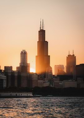 Chicago Skyline at Sunset