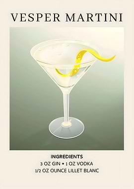 Vesper Martini Cocktail Recipe Illustration