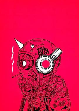 Cyberpunk Pilot Smoking Illustration