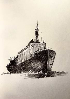 Ship Ink Drawing