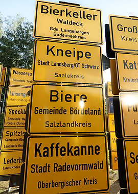 German Road Signs Stacked Together