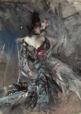 Elegant Woman in Dress Painting