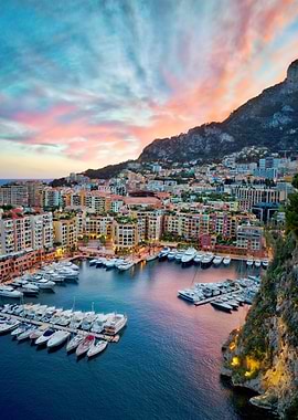 monaco harbor at sunset