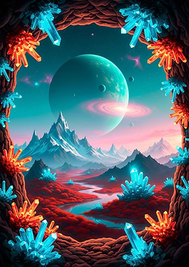 Futuristic Crystal Planet