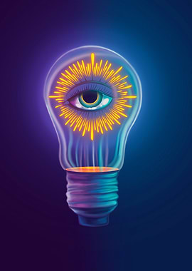 Eye in Lightbulb Digital Art