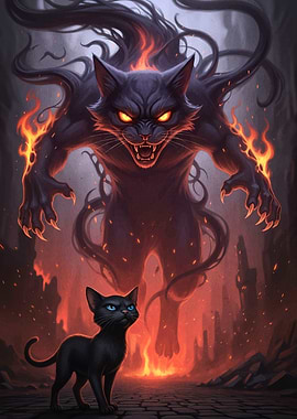 Cat Fiery Monster