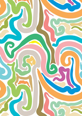 Colorful Abstract Swirl Pattern on White