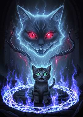 Scared Kitten Ghostly Cat Above