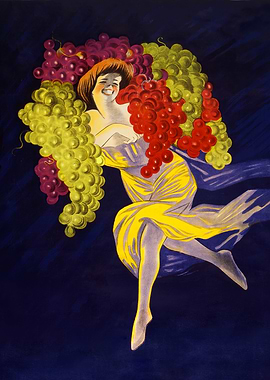Vintage Woman with Grapes Art by leonetto cappiello