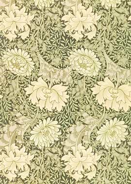 Floral Pattern with Chrysanthemums and Leaves,William Morris