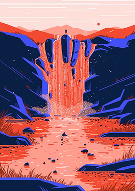 Surreal Landscape with Finger Waterfall